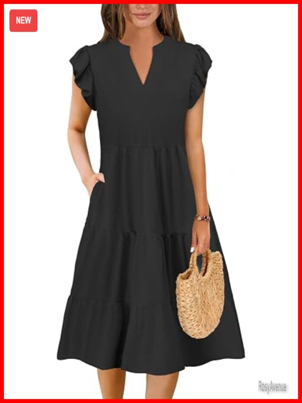 Elegant Classy Casual Plus Size Spring Midi Dress Flutter Sleeve